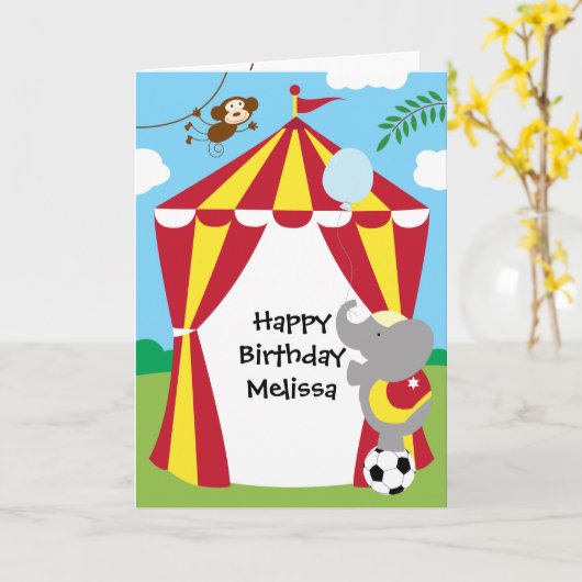 Circus Zent und Tiere Geburtskarte Karte (Gelbe Blume)
