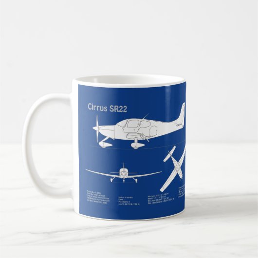 Cirrus SR22 - Flugzeugherstellungspläne für Zeichn Kaffeetasse (Links)