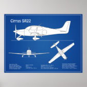 Cirrus SR22 - Flugzeugherstellungspläne für Zeichn Poster (Vorne)