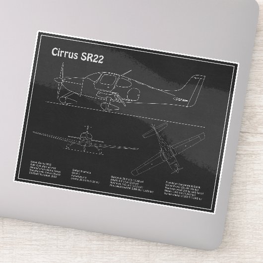 Cirrus SR22 - Flugzeugkonzept Zeichnend Pläne PD Aufkleber (Detail)