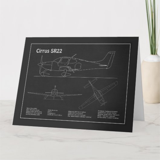 Cirrus SR22 - Flugzeugkonzept Zeichnend Pläne PD Dankeskarte (Vorderseite)