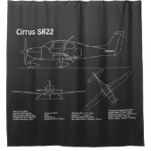Cirrus SR22 - Flugzeugkonzept Zeichnend Pläne PD Duschvorhang (Vorderseite)
