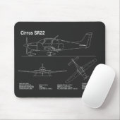 Cirrus SR22 - Flugzeugkonzept Zeichnend Pläne PD Mousepad (Mit Mouse)