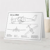 Cirrus SR22 - Flugzeugkonzeption Zeichnend Pläne B Dankeskarte (Vorderseite)