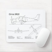 Cirrus SR22 - Flugzeugkonzeption Zeichnend Pläne B Mousepad (Mit Mouse)
