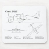 Cirrus SR22 - Flugzeugkonzeption Zeichnend Pläne B Mousepad (Vorne)