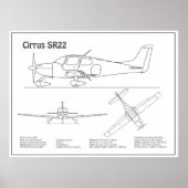 Cirrus SR22 - Flugzeugkonzeption Zeichnend Pläne B Poster (Vorne)