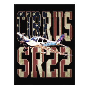 Cirrus SR22 Luftfahrzeuge Vintage Flagge der Verei Fotodruck