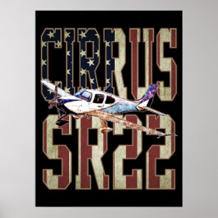 Cirrus SR22 Luftfahrzeuge Vintage Flagge der Verei Poster