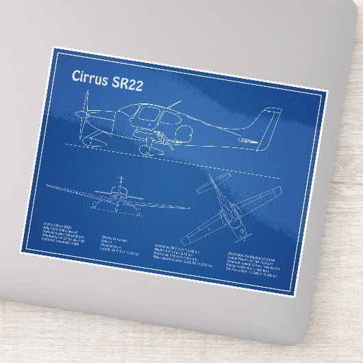 Cirrus SR22 - Pläne für Zeichnend Flugzeuge AD Aufkleber (Detail)