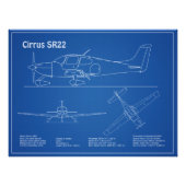 Cirrus SR22 - Pläne für Zeichnend Flugzeuge AD Fotodruck (Vorne)