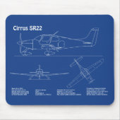 Cirrus SR22 - Pläne für Zeichnend Flugzeuge AD Mousepad (Vorne)
