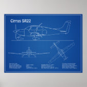 Cirrus SR22 - Pläne für Zeichnend Flugzeuge AD Poster (Vorne)
