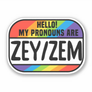 Cis Trans Nichtbinärer Name Tag Pronouns Zey Zem Aufkleber