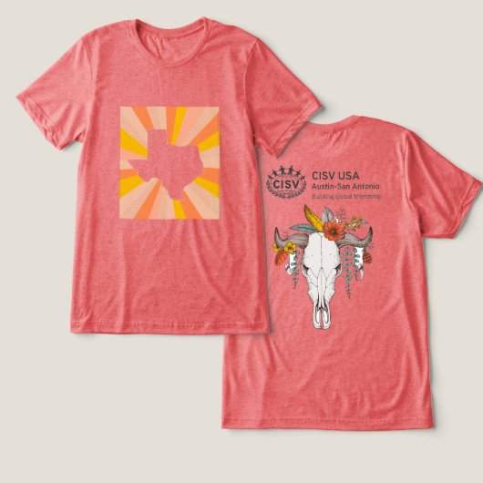 CISV Austin Decorative Rinder Schädel Männer Tri-Blend Shirt (Design Vorderseite & Rückseite)