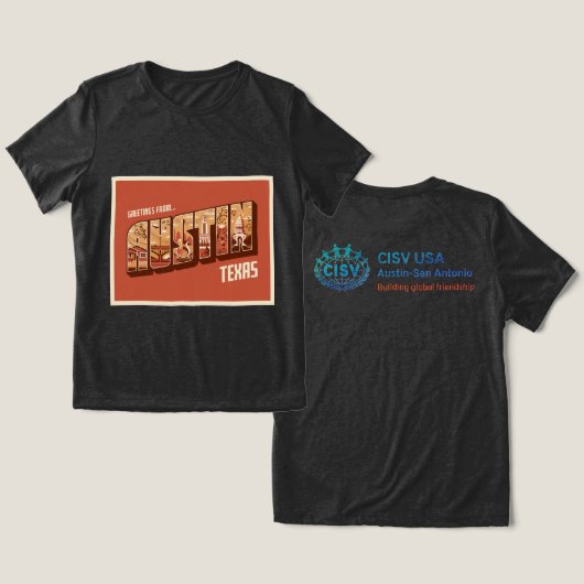 CISV Austin Grüße Damen Tri-Blend Shirt (Design Vorderseite & Rückseite)