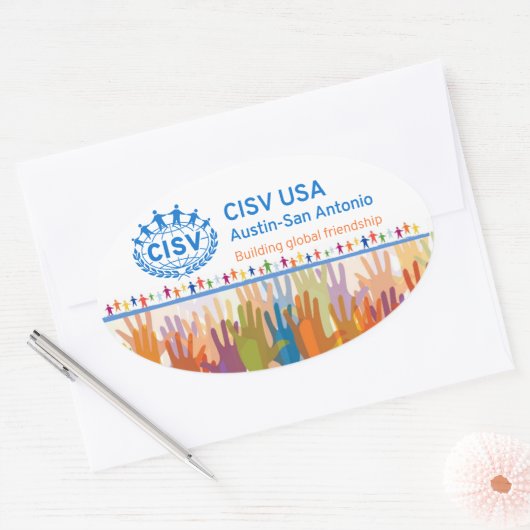 CISV-Austin-Logo-Bumper/Computer (Set 4) Ovaler Aufkleber (Umschlag)