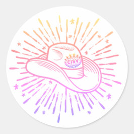 CISV Austin Pink "Cowboy Hat" Runder Aufkleber