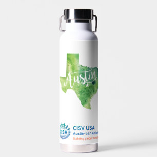 CISV Austin Texas Motif Thor Kupfer isoliert Trinkflasche