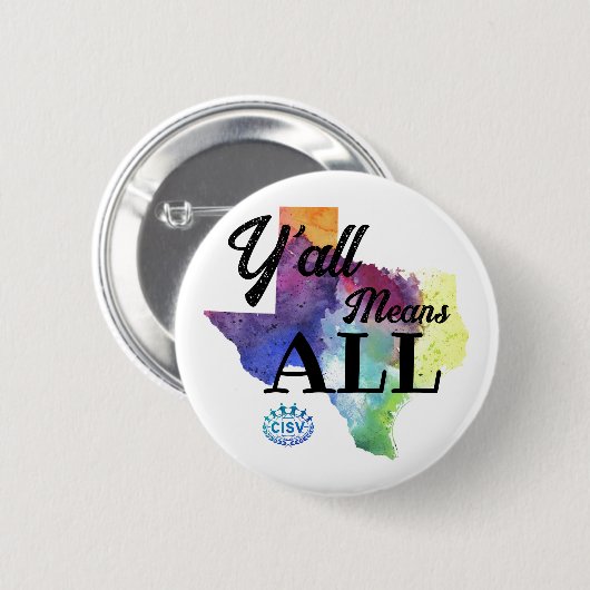 CISV Austin "Y'all Means All" Button (Vorne & Hinten)