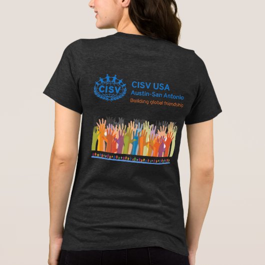 CISV Austin "Y'all Means All" Frauen Tri-Blend Shirt (Rückseite)