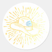 CISV Austin Yellow Cowboy Hat Runder Aufkleber (Vorderseite)