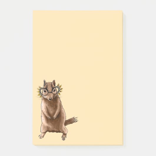 Cite Chipmunk Hippie Glasses Post-it Klebezettel (Vorderseite)
