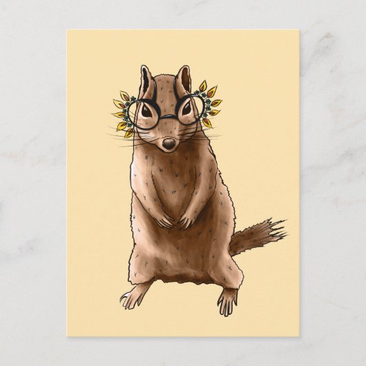 Cite Chipmunk Hippie Glasses Postkarte (Vorderseite)