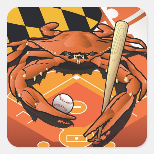 Citizen Crab Oriole feiert Baseball Quadratischer Aufkleber (Vorderseite)
