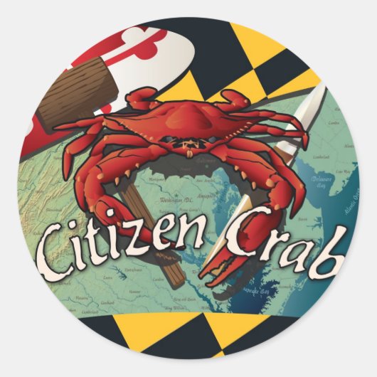 Citizen Crab von Maryland Runder Aufkleber (Vorderseite)