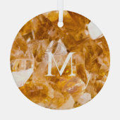 Citrine Birthstone Monogram Personalisiert Name Ornament Aus Glas (Rückseite)