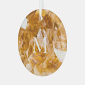 Citrine Birthstone Monogram Personalisiert Name Ornament Aus Glas (Vorderseite links)