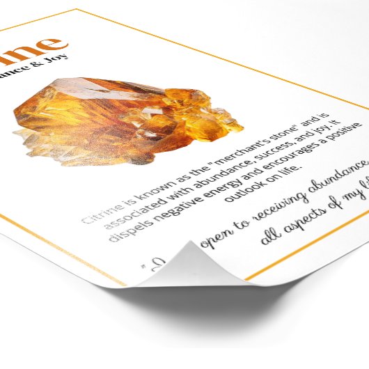 Citrine Crystal Meaning Poster (Ecke)
