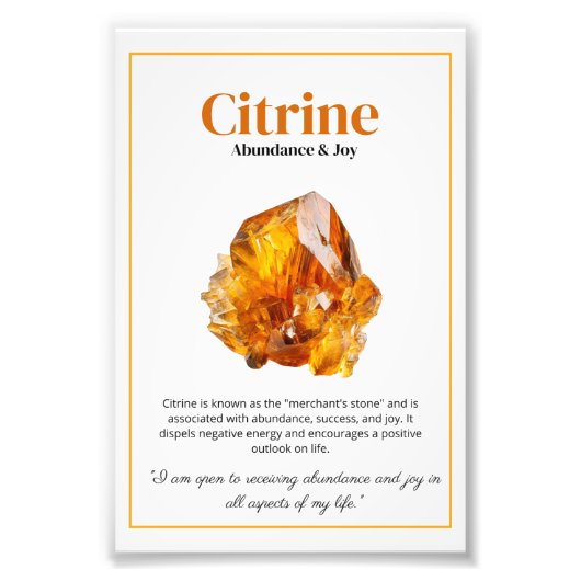 Citrine Crystal Meaning Poster (Vorne)