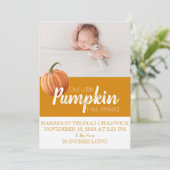 Citrine Fall Harvest Pumpkin Single Foto Baby Ankündigung (Stehend Vorderseite)