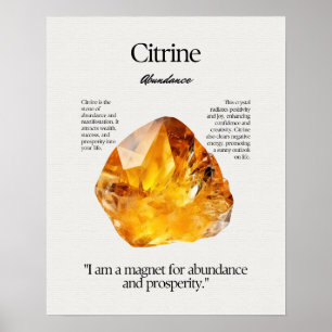 Citrine Gem Crystal Bedeutung Karte Poster