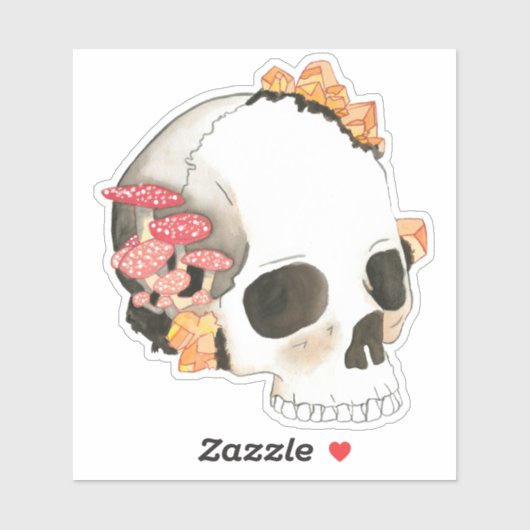 Citrine & Mushrom Skull Aufkleber (Blatt)