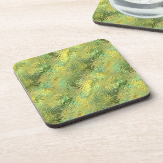 Citrine Yellow Glassy Textur Getränkeuntersetzer (Linke Seite)