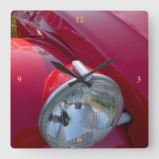 Citroë 2CV, Vintages französisches Auto. Quadratische Wanduhr (Vorderseite)