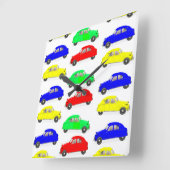 Citroen 2 CV gepolstertes Muster Quadratische Wanduhr (Winkel)