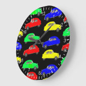 Citroen 2 CV Muster im 50. Stil Große Wanduhr (Winkel)