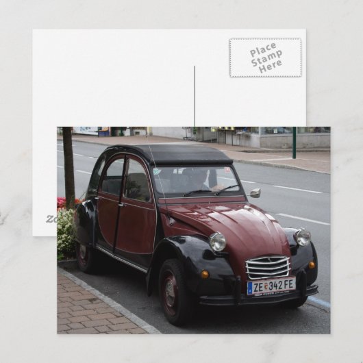 Citroën 2 CV Postkarte (Vorne/Hinten)