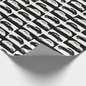 Citroen 2 CV Schwarz und Weiß Geschenkpapier (Ecke)