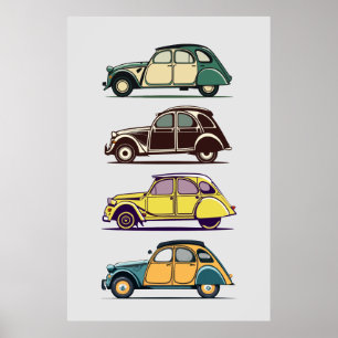 Citroen 2 cv Vintage Automobilsammlung Poster