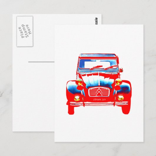 Citroen 2CV 2 Postkarte (Vorne/Hinten)