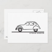 Citroen 2CV Postkarte (Vorne/Hinten)