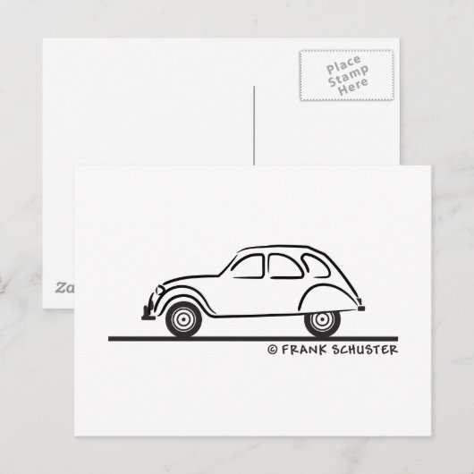 Citroen 2CV Postkarte (Vorne/Hinten)