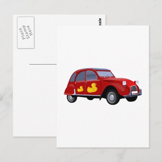 Citroen 2CV Postkarte (Vorne/Hinten)