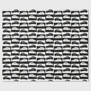 Citroen 2CV Schwarz und Weiß Geschenkpapier