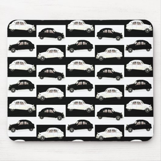 Citroen 2CV Schwarz-weiß Mousepad (Vorne)